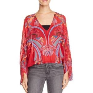 Free People Printed Butterfly Top - Red - XS